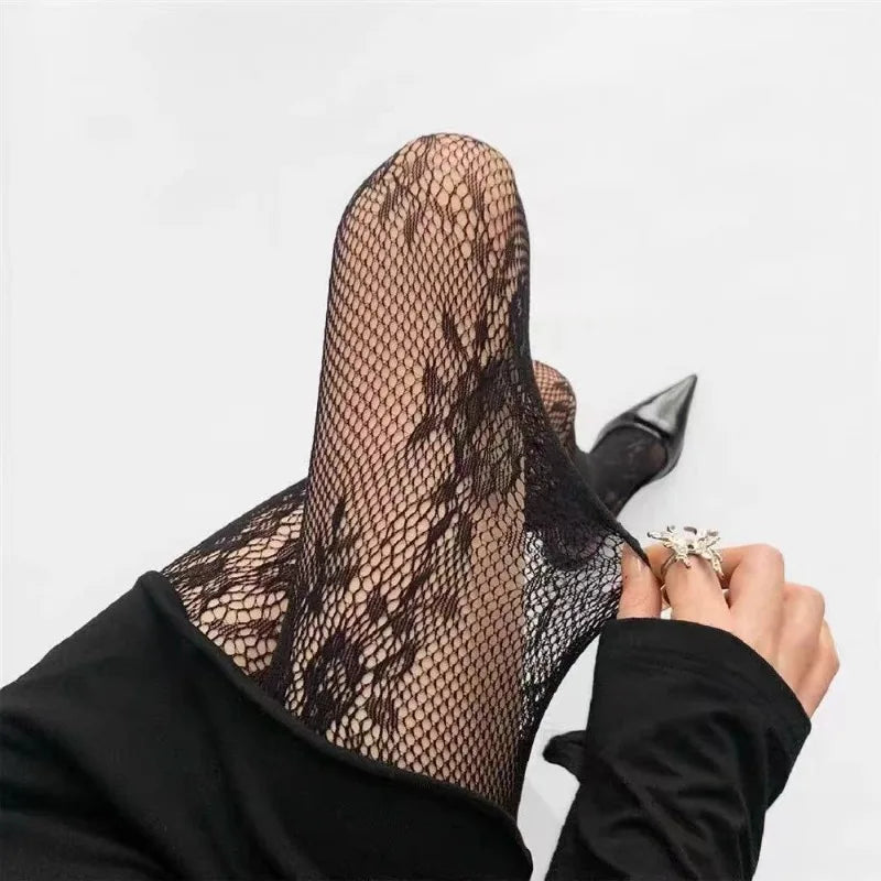 New Arrivals 4 Colors Tights Women Sexy Lace Floral Thigh High Stockings Pantyhose Lingerie Hosiery Mesh Fishnet Stockings Women Tights Sexy Stockings