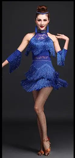 NEW Arrivals M-3XL 5 Colors Luxury Latin Dance Dress Women/Girls/Lady New Sexy Fringe Salsa/Ballroom/Tango/Cha Cha/Rumba/Samba/Latin Dresses For Competition Dancing