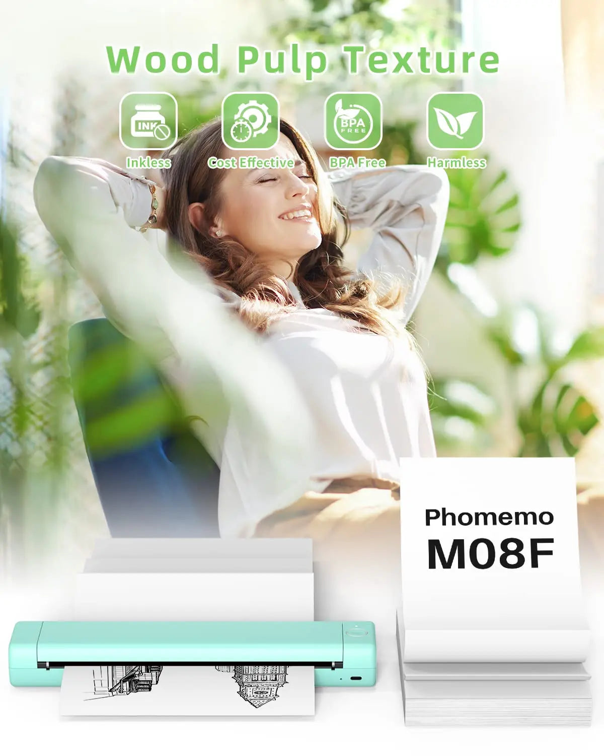 NEW Arrivals 4 Rolls 200 Sheets Set Original PHOMEMO A4 Paper Thermal Paper Fold Continuous Printing Paper Suitable for Phomemo M08F A4 Printer Long Time Storage