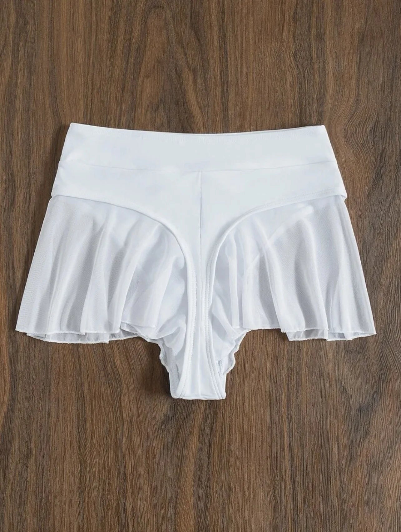 NEW Arrivals White/Black Color Thong Sexy Swim Panty for Women High Waist Beachwear Swimwear Ruffle Solid Swim Trunk Cute Beach Shorts Girls Sexy Bathing Suit
