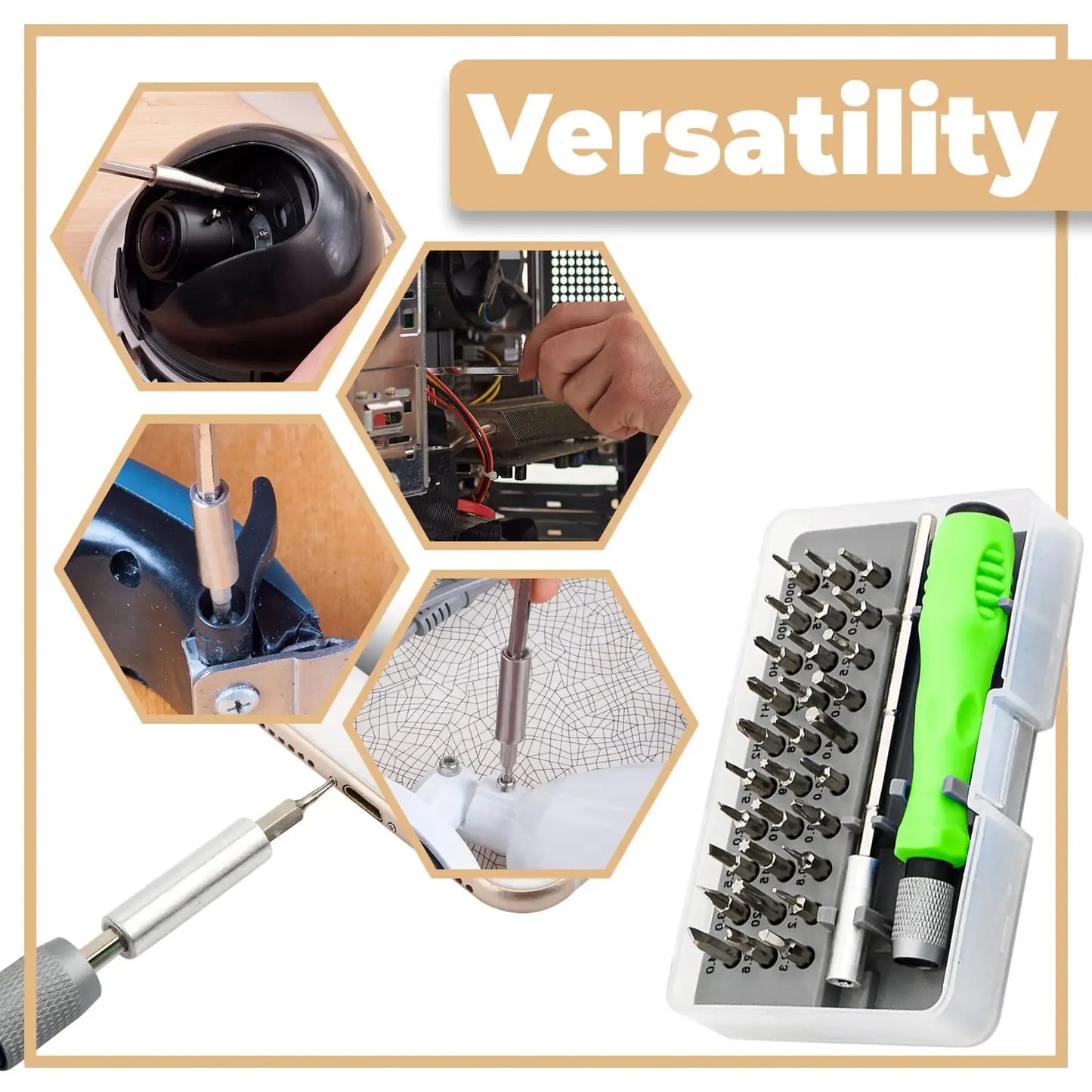 NEW Arrivals 32-in-1Set Precision Screwdriver Set Magnetic Phillips Bits Multifunctional Hand Repair Tool Kit for Phone Watch Glasses PC Laptop Tablets Repair Accessories Electronics Supplies