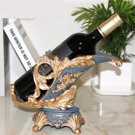 Blue/Gold Color European High Foot Luxury Wine Glass Holder, Household Wine Bottle Rack, Living Room Decorations, Luxury Wine Cabinet