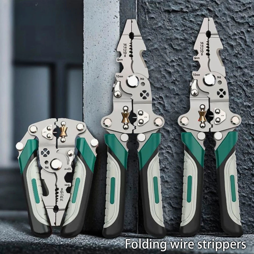 NEW Arrivals Foldable Wire Stripper, Pulley Design Multi-Function Electrician Wire Splitter Wire Winding Pliers Crimping Pliers Hand Tool