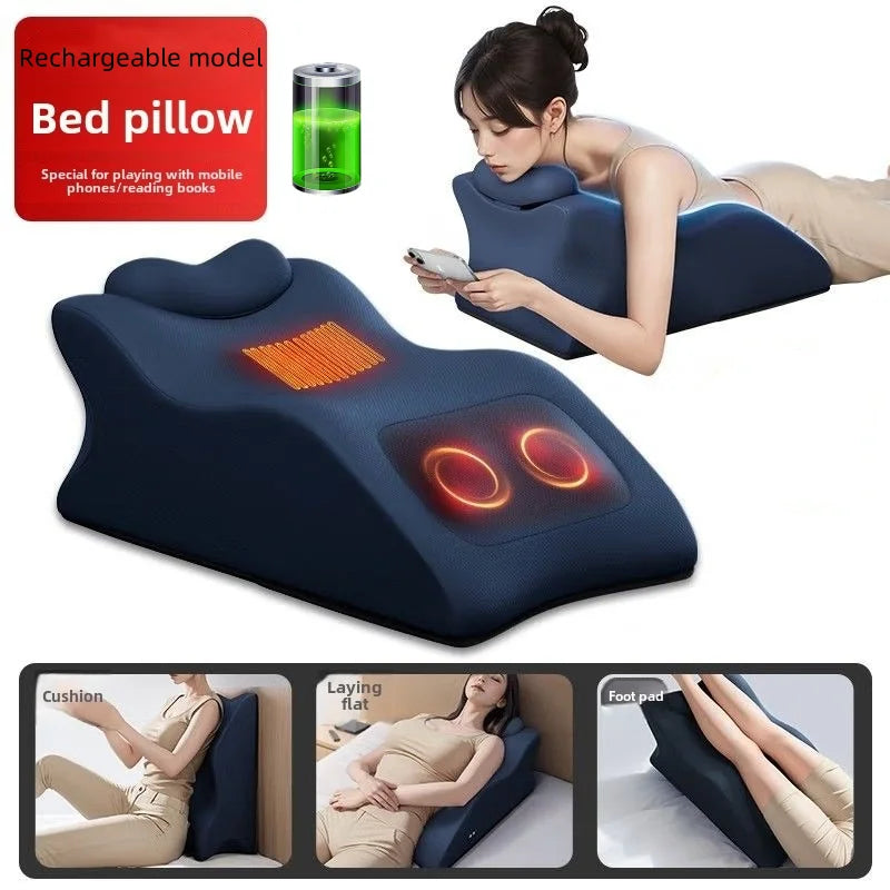 NEW Arrivals South Korean Electronic Kneading UK Plug High Frequency Vibration Relaxation Massager Lie On Bed Sleeping Pillow Multifunctional Prone Position Massage Cushion Body Care Supplies