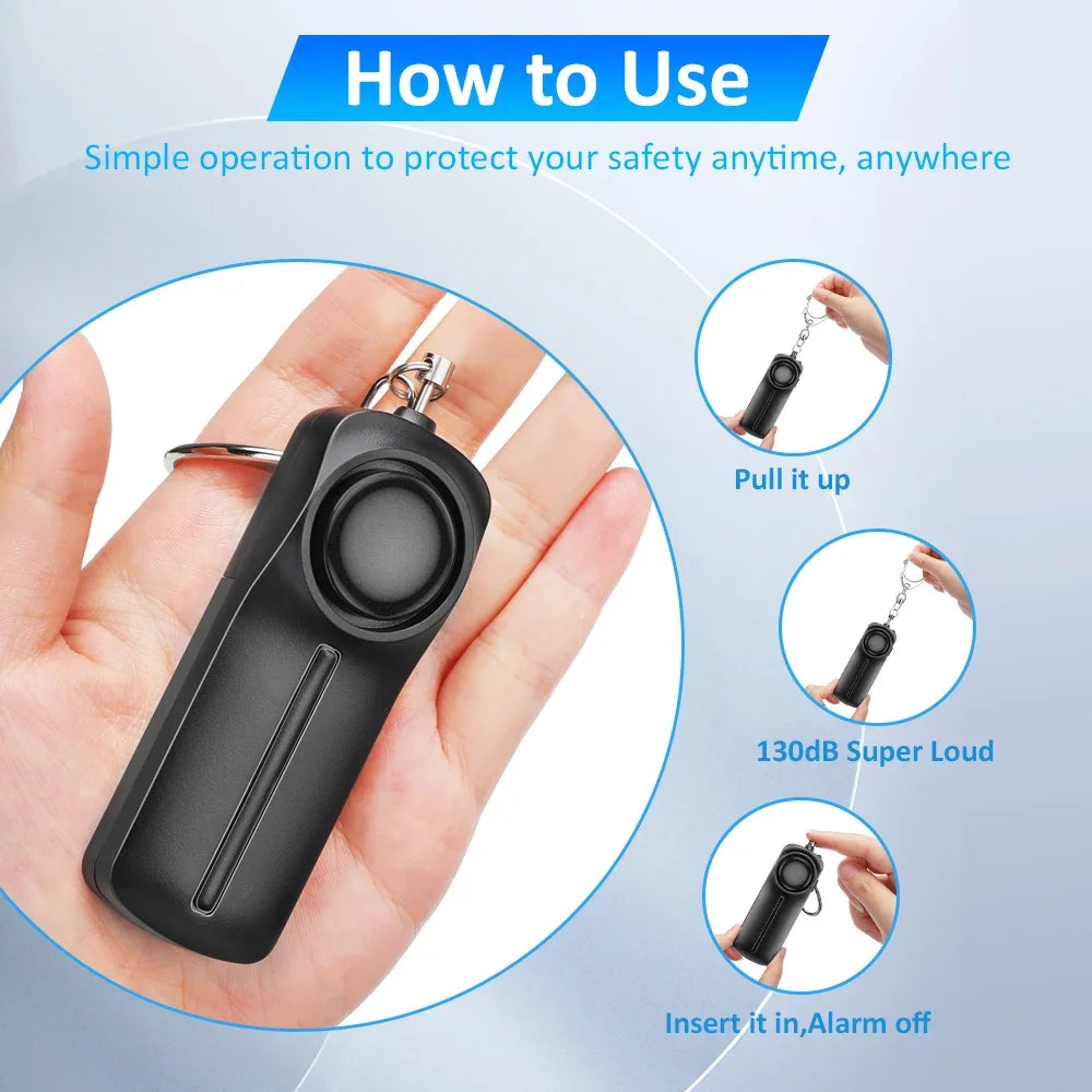 NEW Women Anti Attack Emergency Alarm 130dB Self Defense Alarm Portable Personal Safety Alarm with Keychain for Kids Girls Elderly Women Safety Security Accessories