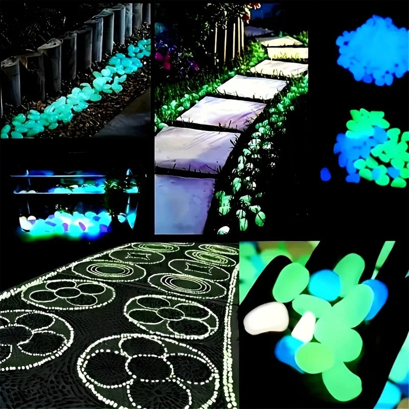 NEW 100PCS Set Glow In The Dark Pebbles, Resin Luminous Stones For Landscape, Garden Paths, Potted Plants, Parks, Aquarium Decor, Home Outdoor Garden Supplies