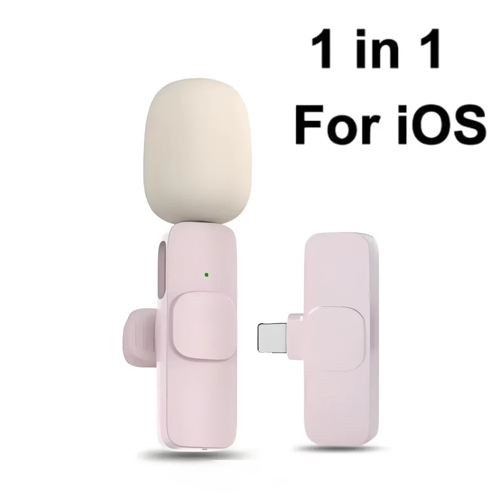 NEW Arrivals 2PCS Set Wireless Lavalier Microphone Portable Audio Video Recording Mini Microphone for iPhone Android PC Camera Live Streaming Gaming Phone Accessories