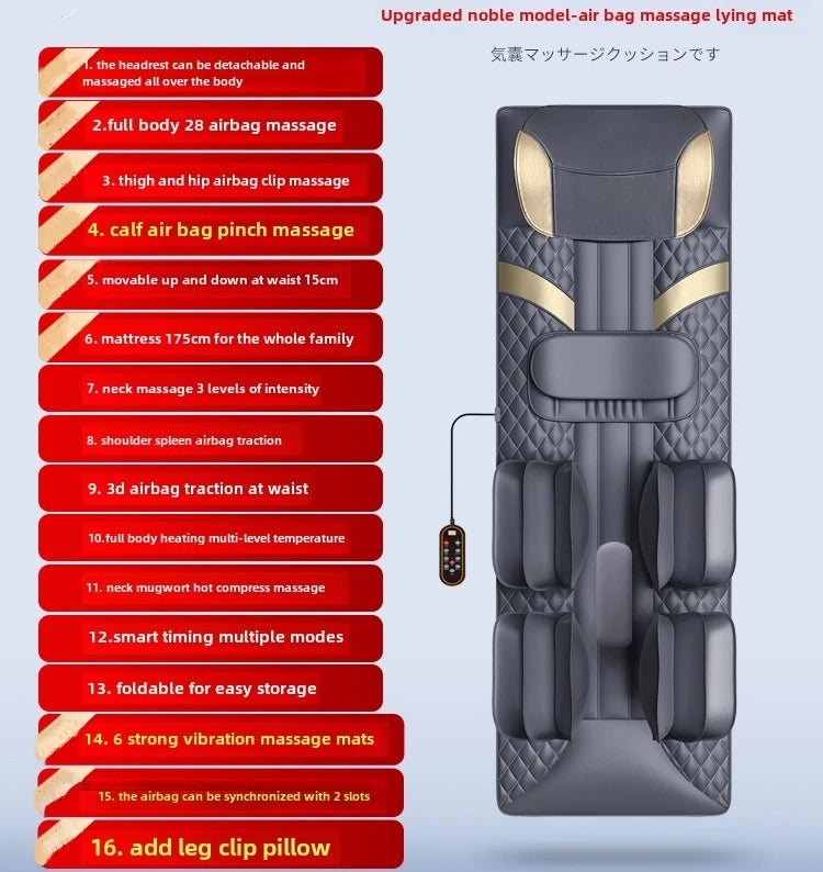 NEW Arrivals Korean Upgrade Large Area Vibration Airbag Swing Heated Neck Massager Full Body Anti-Stress Massage Mat Mattress Traction Lumbar with Remote Control Massage Relaxation Supplies