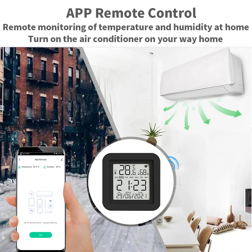 TUYA Smart Universal IR Remote With Temperature Humidity Sensor for Air Conditioner TV AC Works with Alexa Google Home Yandex