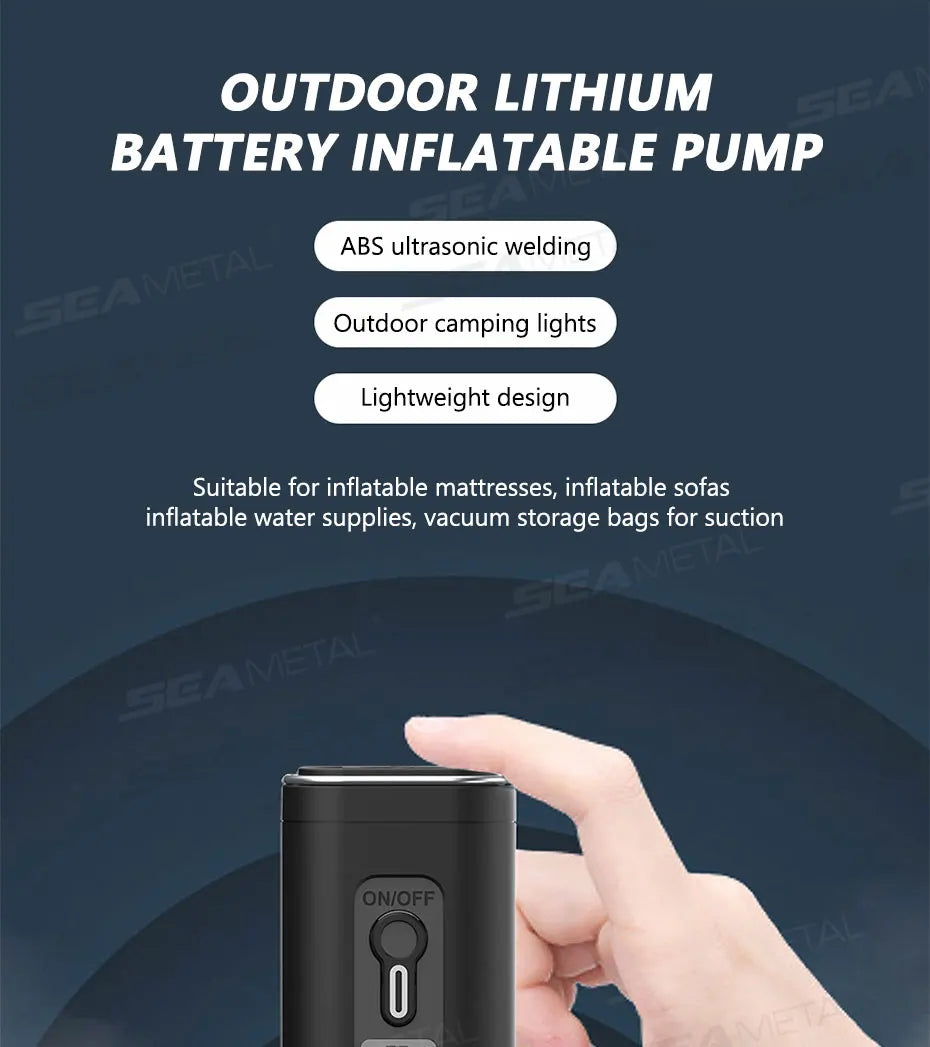 NEW Arrivals Wireless Electric Air Pump Automatic Air Compressor Mini Portable Outdoor Camping Beach Travel Inflator Pump for Camping Air Beds Boat Swimming Ring Multi-Functions Air Pump