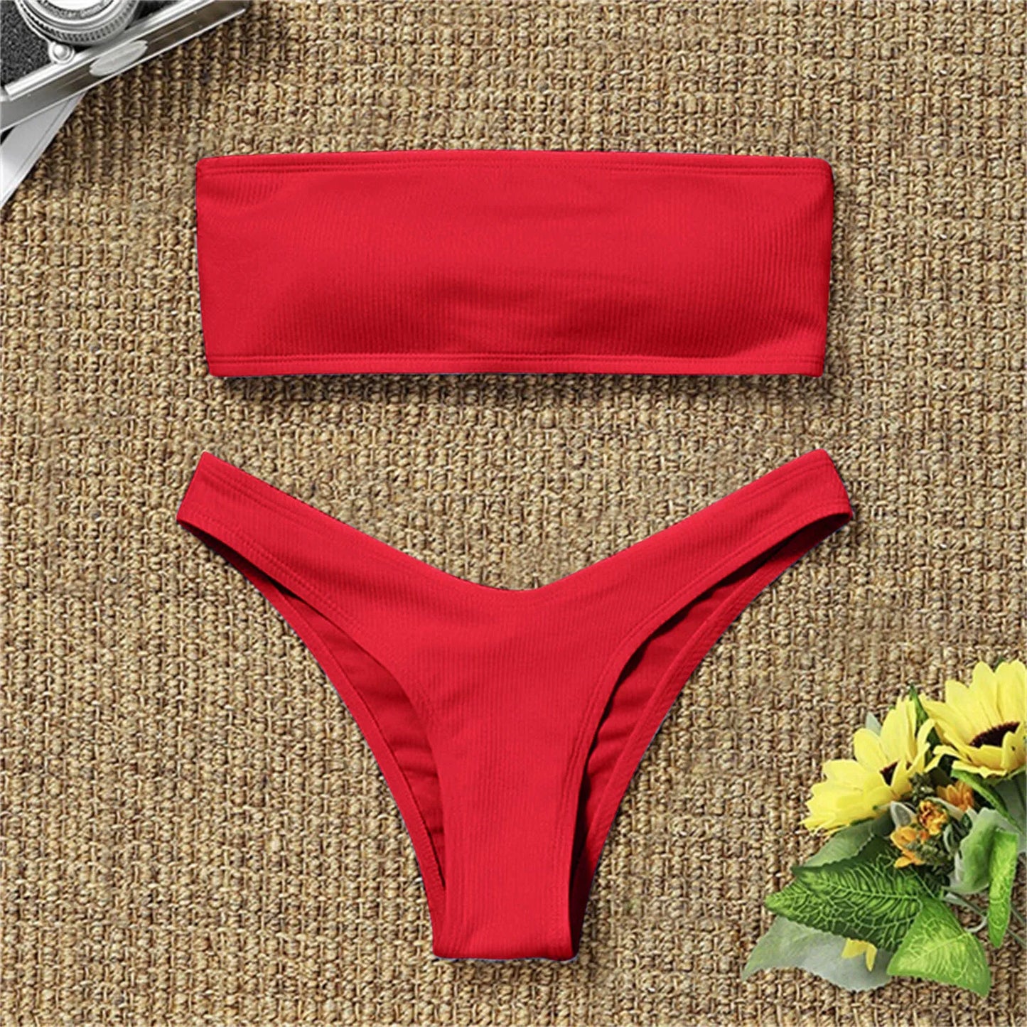 Women's Sexy Tube Top Bow Split Bikini Swimsuit Swim trunks Swimming Suit For Women's Beach Outlet 2024 Beachwear Swimwear