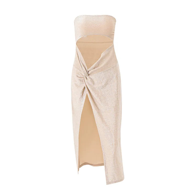 WhereMery Summer Sexy Sleeveless Slit Dress Hollow Out Skinny Elegant Women Long Dresses 2022 Fashion Ladies Party Club Vestido