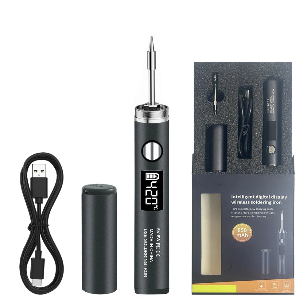 NEW Arrivals USB Soldering Iron Set Kit 5V 8W with Lithium Battery Portable Repair Welding Tools Electric Solder Iron Soldering Station Solder Wire