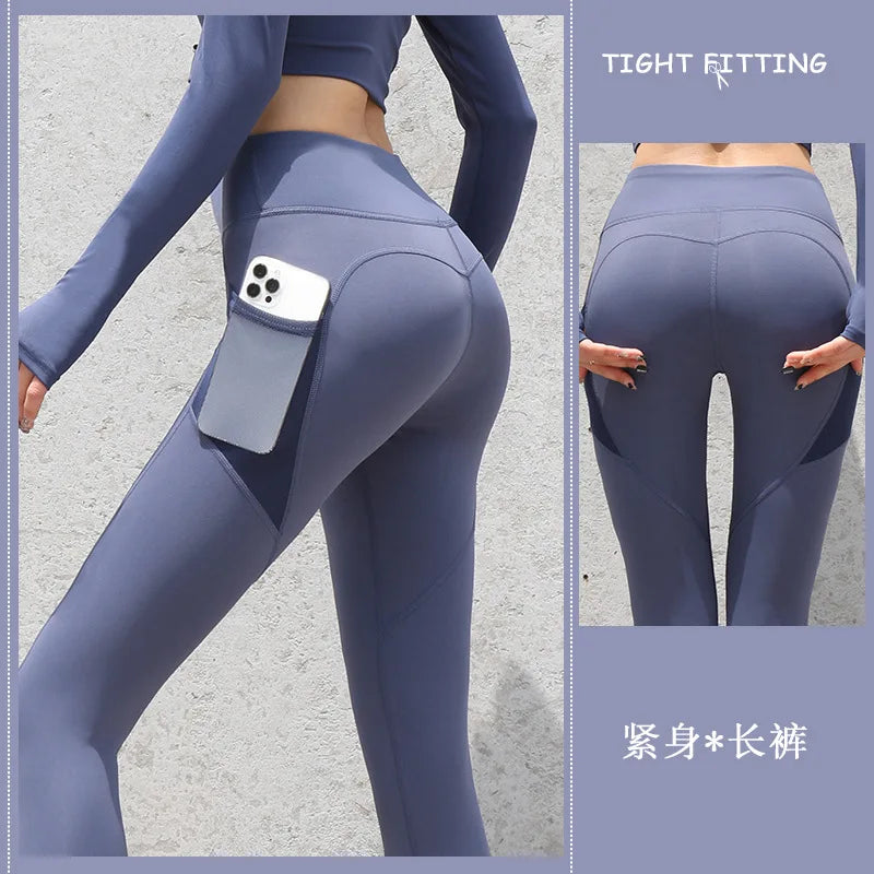 NEW Arrivals 8 Colors Yoga Pants With Pocket Women Leggings For Fitness Nylon High Waist Long Pants Women Hip Push UP Tights Women Gym Clothing