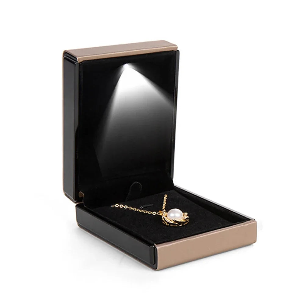 NEW LED Light Jewelry Box Luxury Ring Box for Proposal Engagement Wedding Rubber Paint Square Jewelry Gift Organizer Accessories Jewelry Supplies