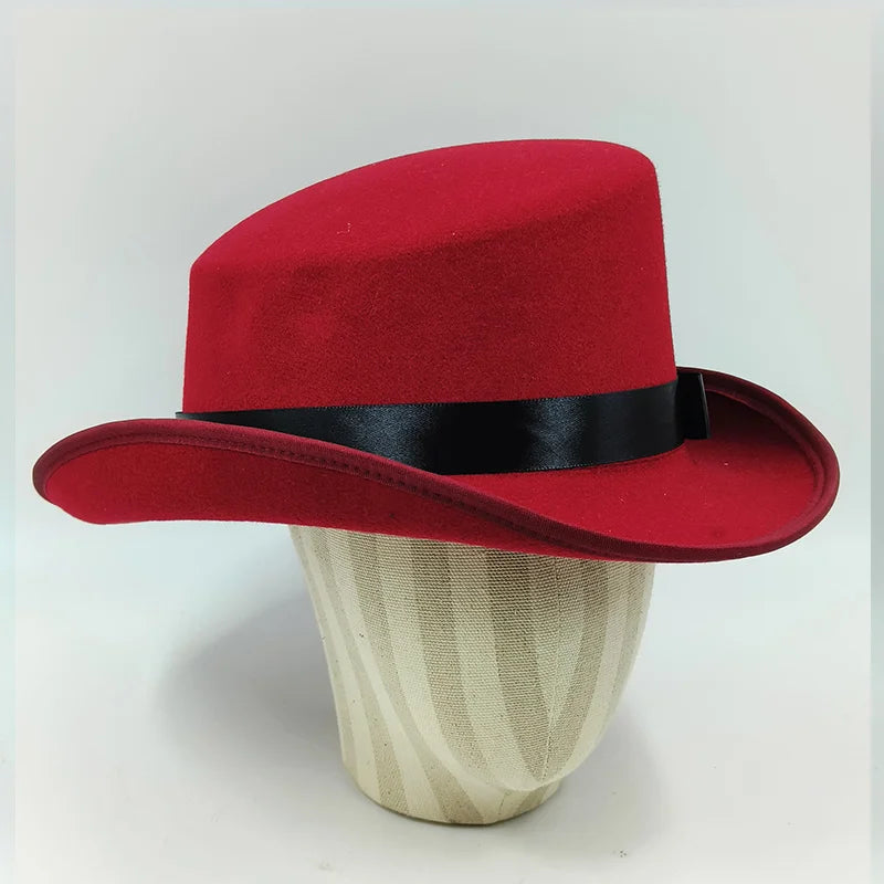 NEW Arrivals British President Men Luxury Top Hat Presidential High Hat British jazz Top Multi-Colors Hats Gentleman Evening Wedding Party Flat Felt Hat Formal Tuxedos Costume Apparel Accessories Male Luxury Fashion Clothing