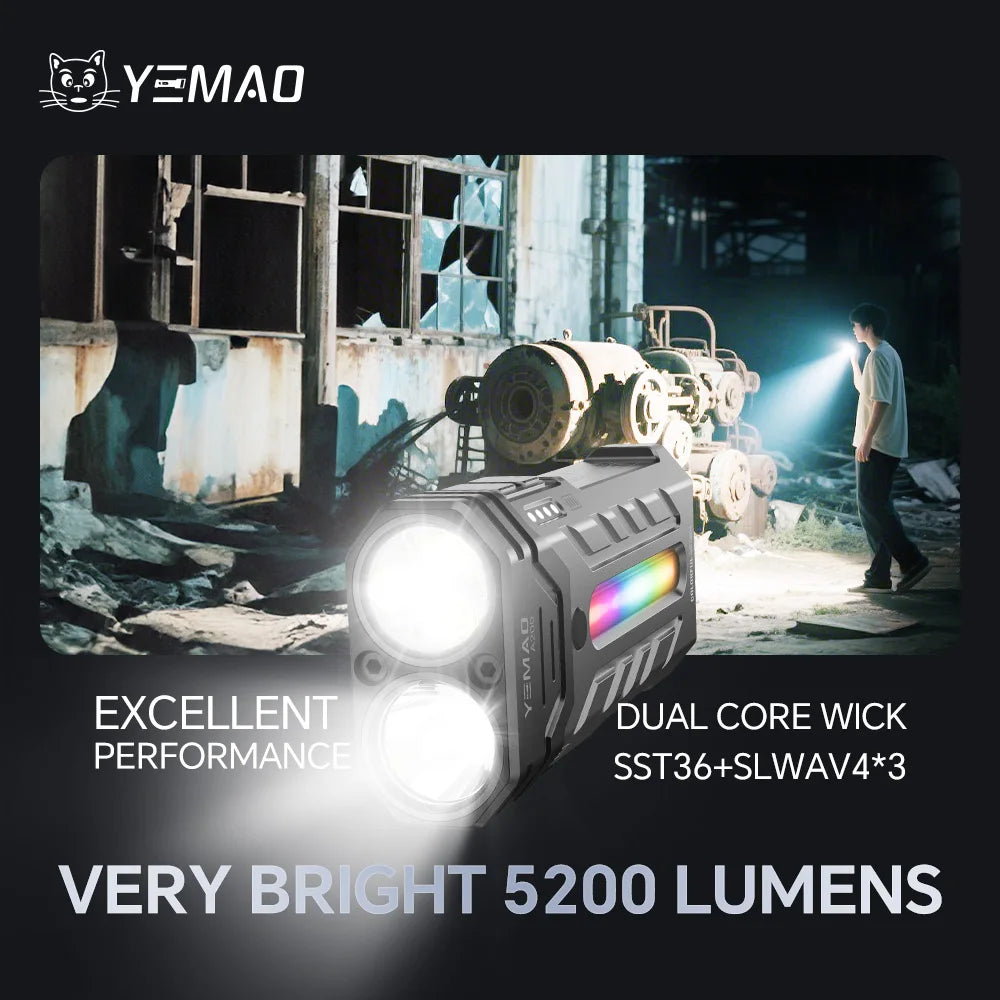NEW Arrivals 2PCS Set 5200LMS Innovative Multi-Functional Portable LED Flashlight with Magnetic Torch, Perfect for Hiking Camping Adventures