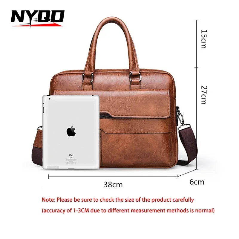 High Quality Business PU Leather Shoulder Messenger Bags Men 14 Inch Laptop Bag Men Briefcase Bag Office Handbag