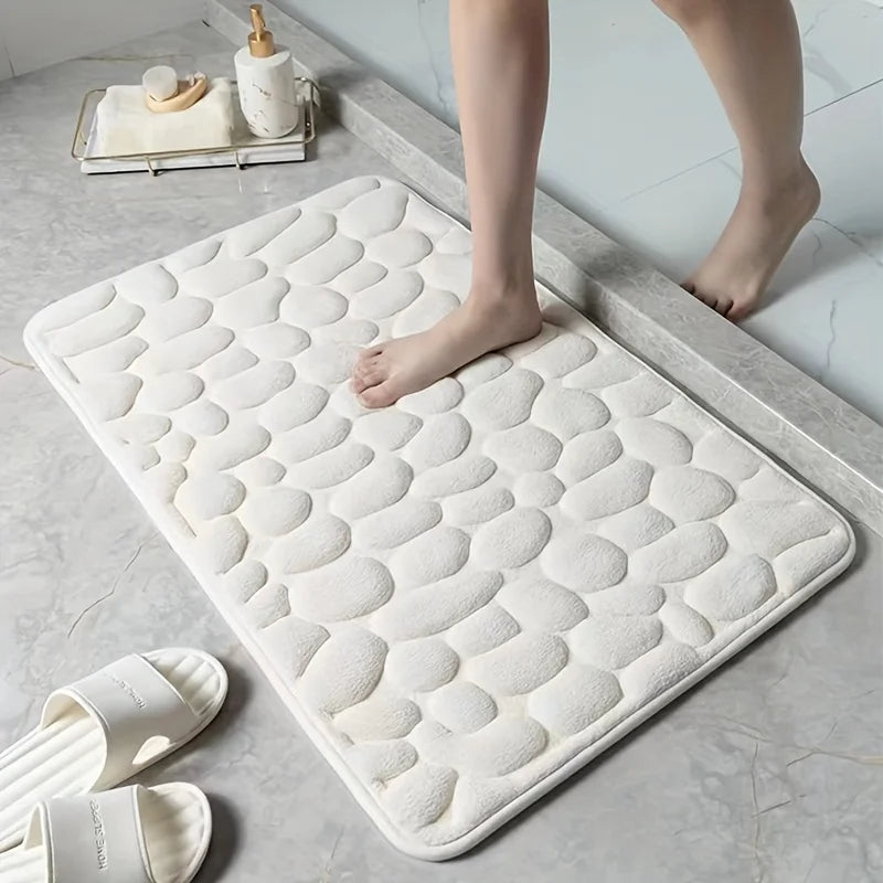 3D Memory Foam 40x60CM 50X80CM Thickened Bathroom Foot Massage Mat Fiber Carpet, Bathroom Kitchen Living Room Anti Slip Mat, Pebble Floor Mat, Household Non-Slip Entry Mat Bathroom Accessories