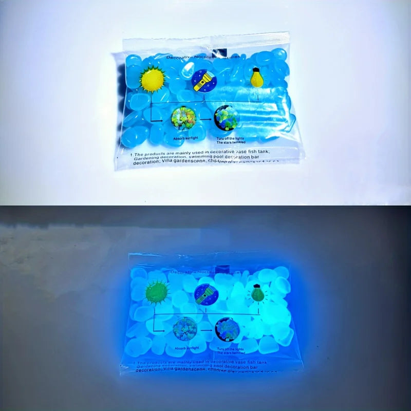 NEW 100PCS Set Glow In The Dark Pebbles, Resin Luminous Stones For Landscape, Garden Paths, Potted Plants, Parks, Aquarium Decor, Home Outdoor Garden Supplies