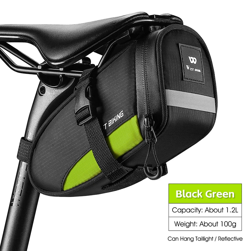 NEW Arrivals Mini Bicycle Saddle Bag Waterproof Storage Tail Rear Pouch Accessory Kit Tool Reflective MTB Road Bicycle Bag Accessories Sports Supplies