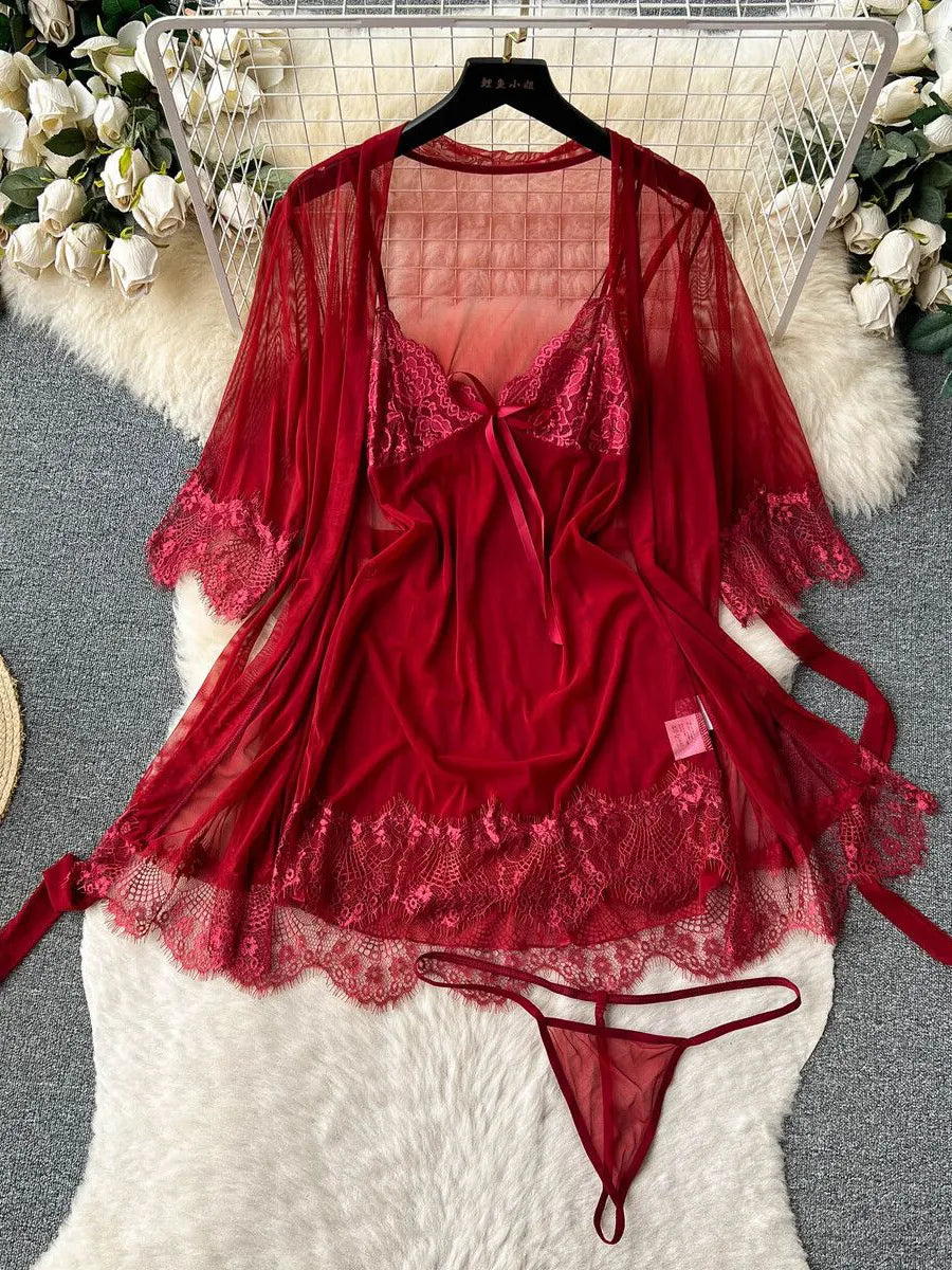Women's Hollow Combination Bodysuit Slim Fit Erotic Mesh Lace Jumpsuit Bodysuit Sexy Fashion Pajamas