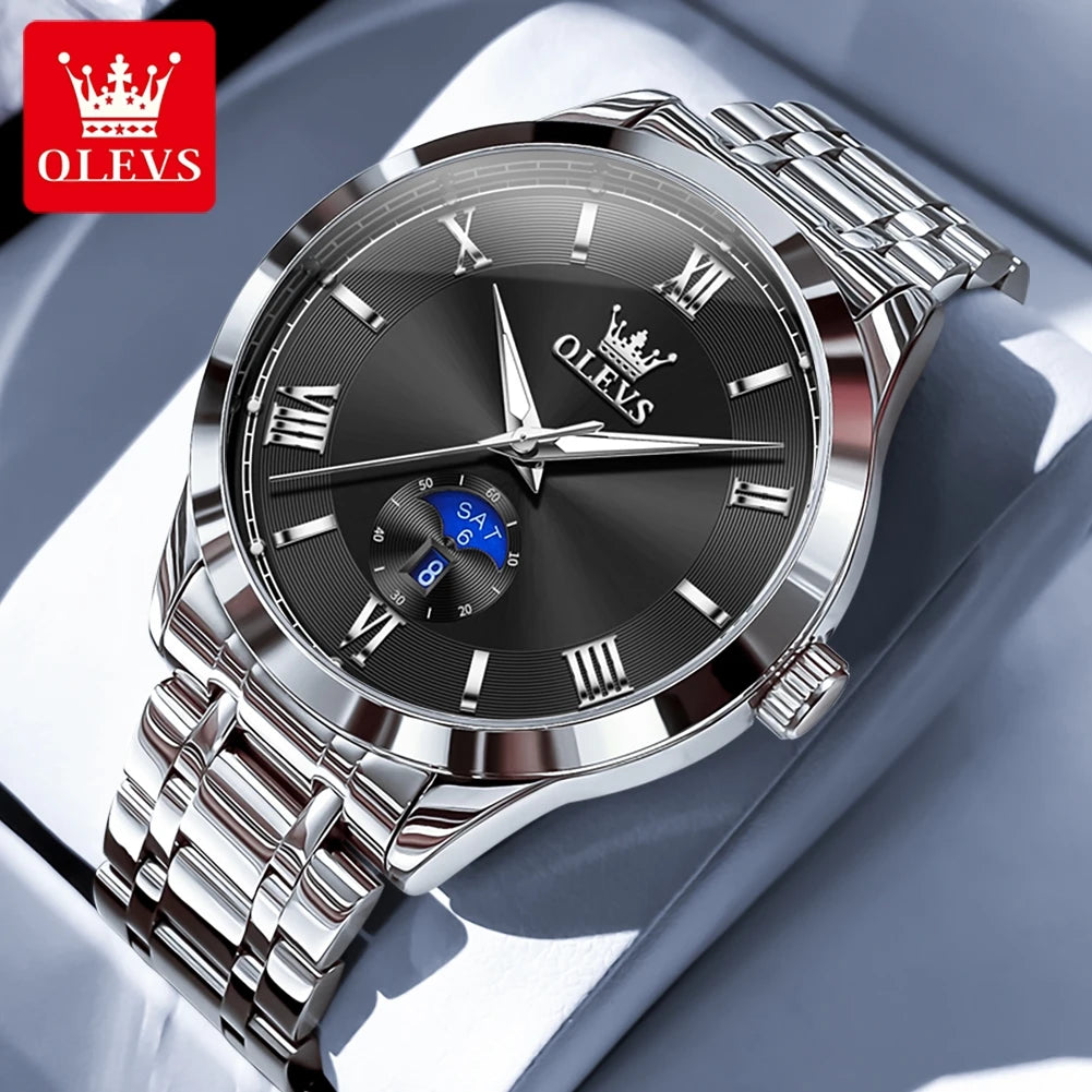 NEW 4 Colors 100% Original OLEVS 3638 Men Watch Original Quartz Watch Stainless Steel Waterproof Luminous Large Dial Day Date Watches Luxury Men Box Luxury Gifts for Husband Boyfriend