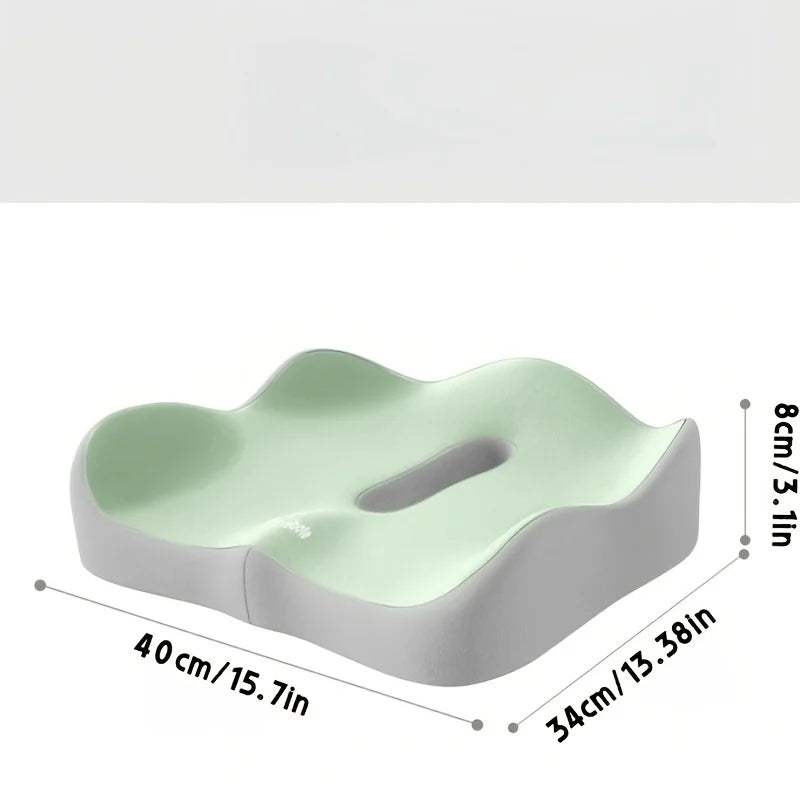NEW Arrivals 1PC Memory Foam Seat Cushion - 3D Ergonomic Support| Light Green & Grey, Washable Polyester, Car/Office Essentials Hip Legs Support Pillow