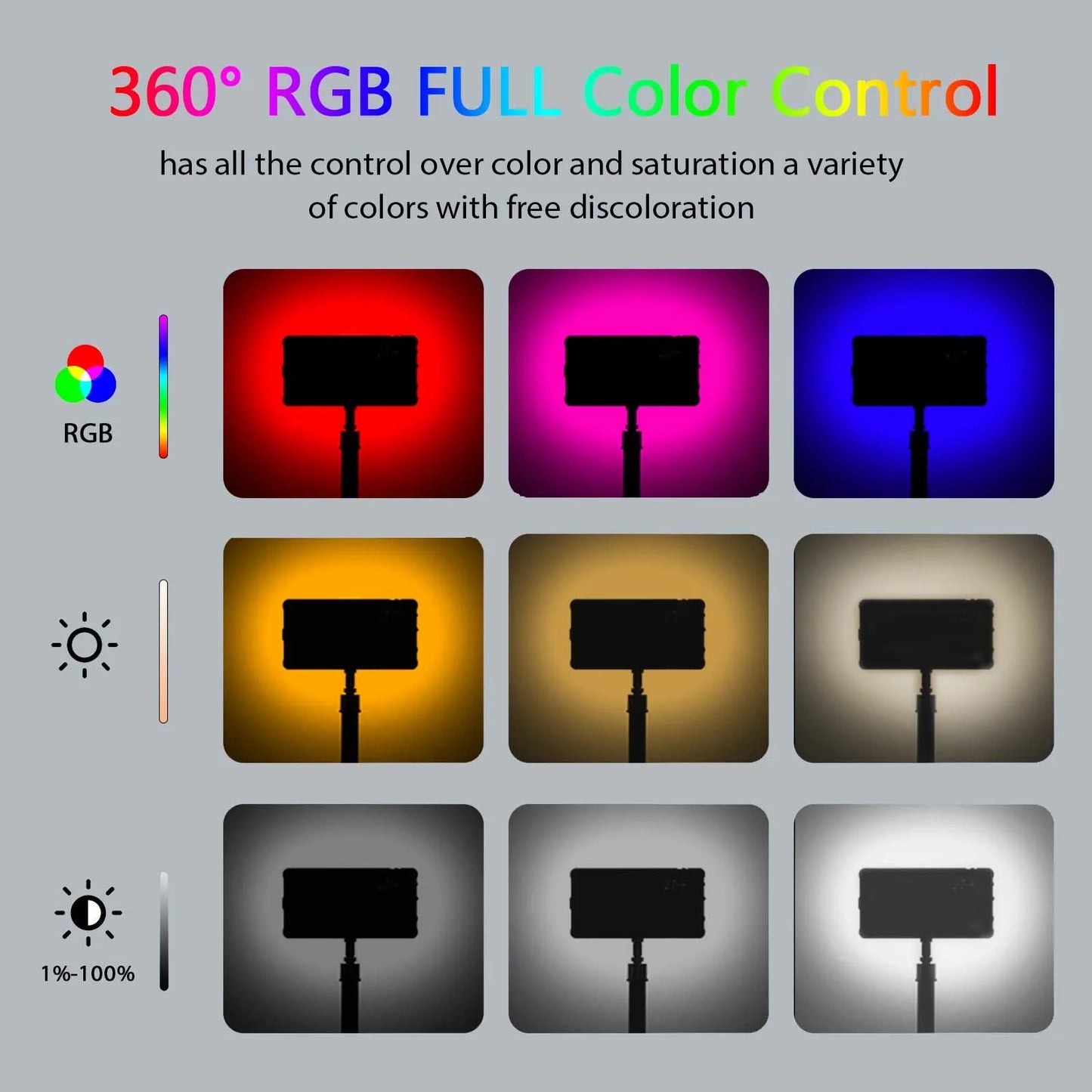 NEW Arrivals RGB LED Video Light Photography Fill Camera Lighting Panel CRI95+ 2500-9000K LCD Display Cold Shoe For Vlog Live Streaming DSLR