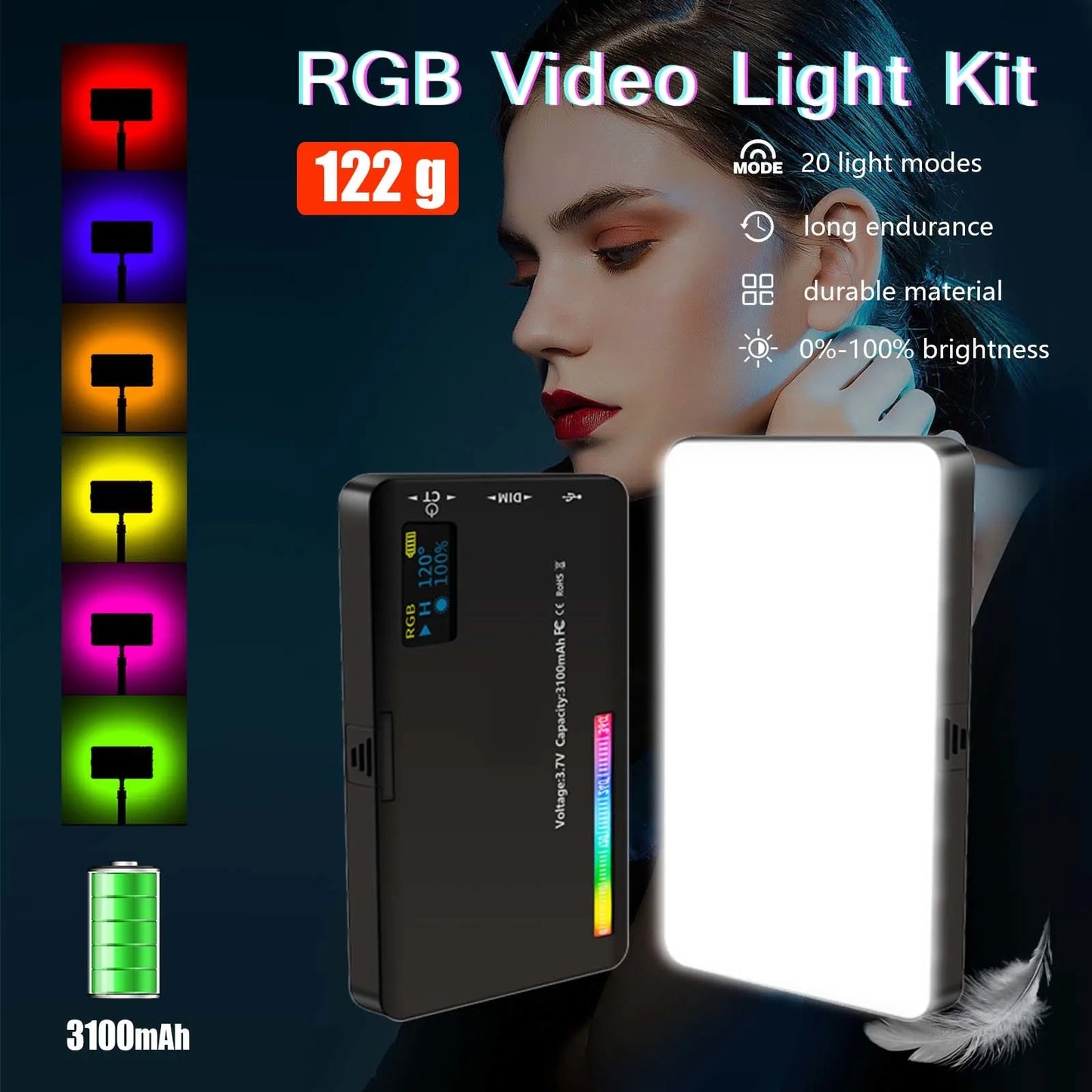 NEW Arrivals RGB LED Video Light Photography Fill Camera Lighting Panel CRI95+ 2500-9000K LCD Display Cold Shoe For Vlog Live Streaming DSLR