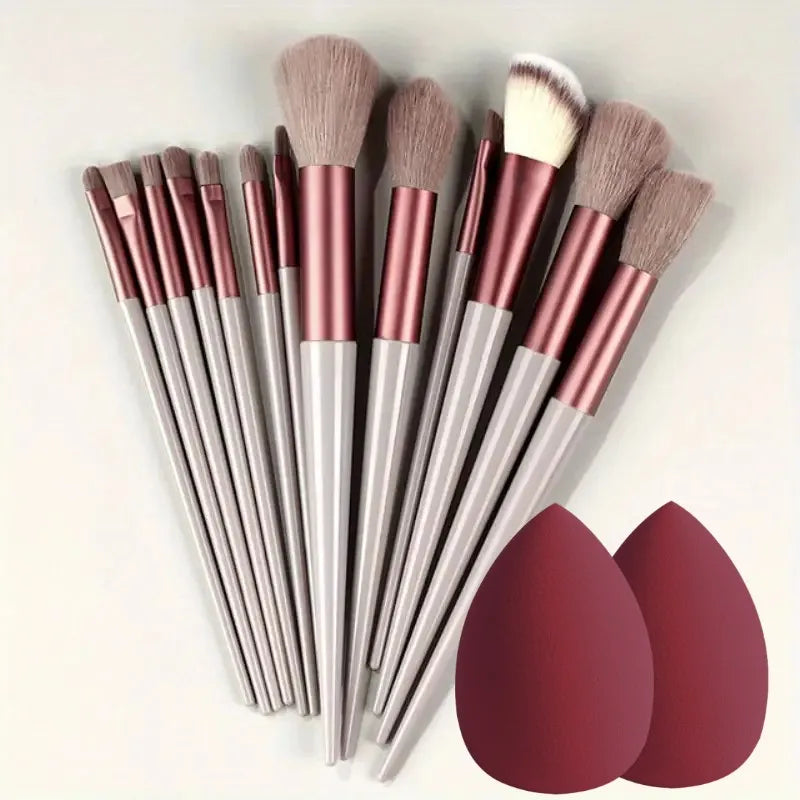 13Pcs Soft Fluffy Make-Up Brushes Set for Women Girls Cosmetics Foundation Supplies Blush Powder Eyeshadow Kabuki Blending with Make-Up Sponge Egg Female Ladies Luxury Cosmetics Accessories Tools Products