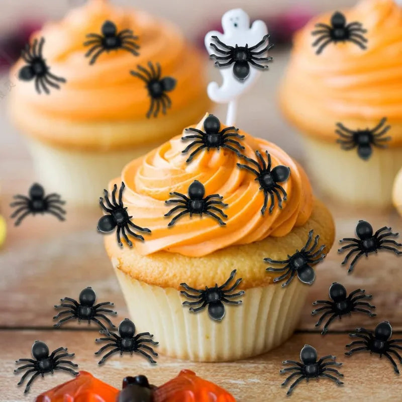 NEW Arrivals 300PCS Set Small Fake Black Spiders Halloween Decoration Horror Spider DIY Party Haunted House Prop Lifelike Insects Tricky Toys