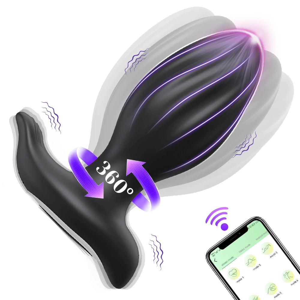 360° Rotation Wireless Control Anal Vibrator APP Bluetooth Butt Plug Men Prostate Massager Women Ass Anal Adult Sex Toys Couples