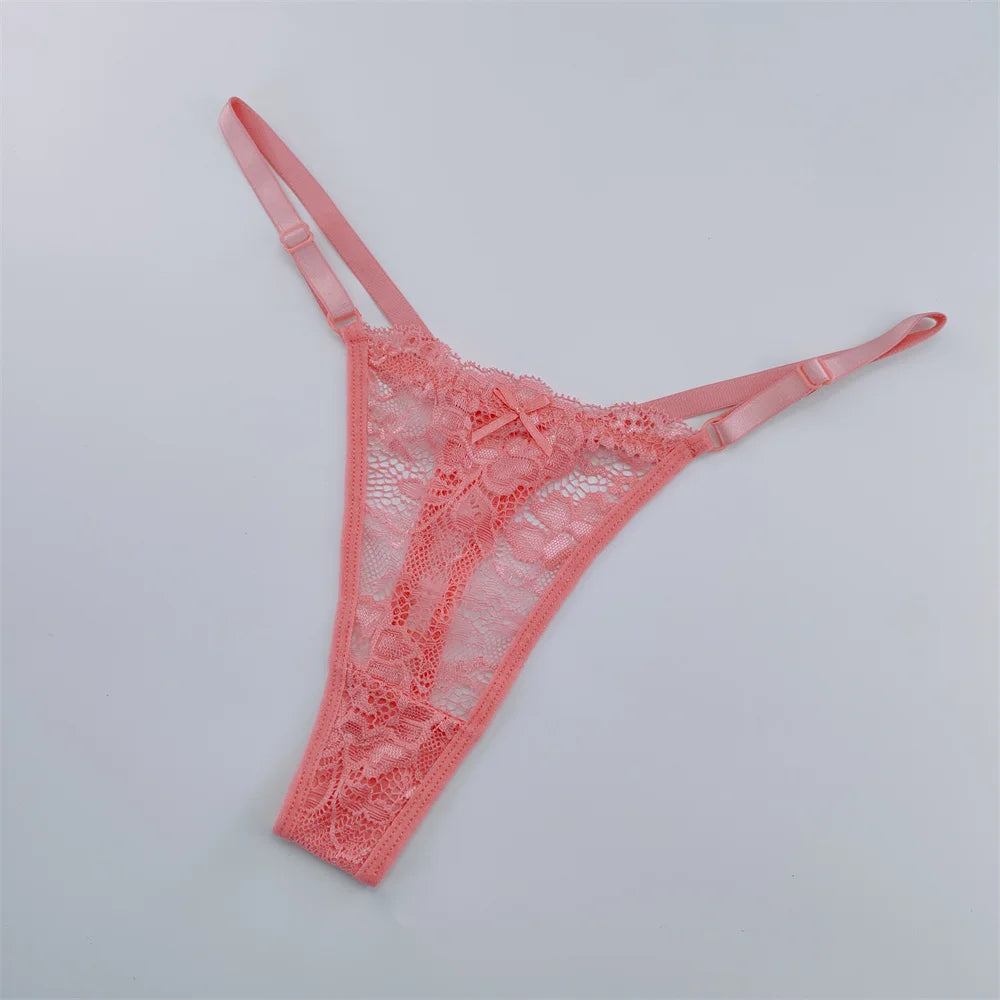 NEW Arrivals 3PCS Set Lace Thongs Women Lace Low Waist Panties Sexy Transparent Underwear Fashion Breathable G-String Ladies Intimates Lingerie