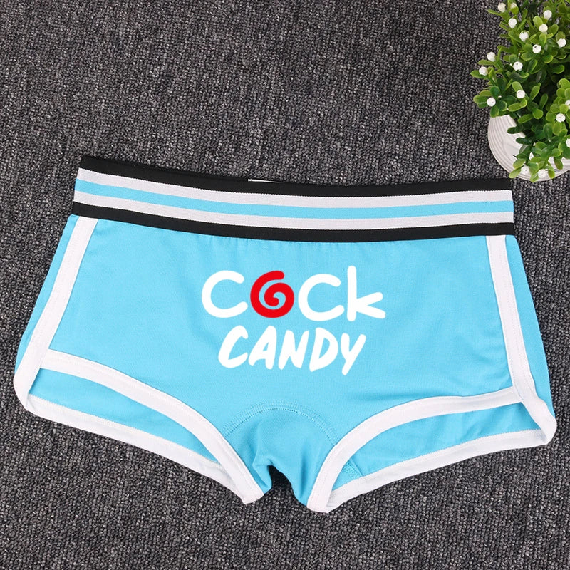 NEW Arrivals 7 Colors *COCK CANDY* Cotton Boy Shorts WIFE Gift Underwear for Women New Women Boxer Shorts Girl Panties Breathable Women's Intimates