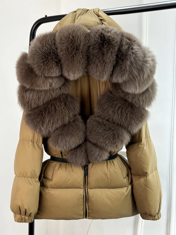 NEW Arrivals UK S-XL Size 11 Colors Winter Puffer Jacket Women 100% Real Fox Fur Hooded Thick Warm 90% White Duck Down Coat Female Parkas Waterproof Mini Coat