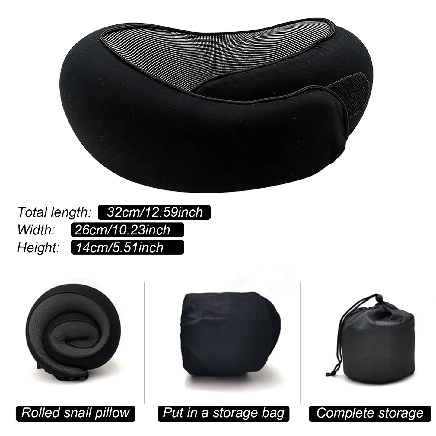 NEW Arrivals 4 Colors U-Shaped Travel Car Airplane Neck Pillow Memory Foam Pillow Snail Style Neck Support Portable Adjustable Soft Noon Break Sleep Pillows Health Care Supplies