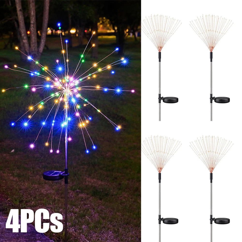 NEW 8PCS Set 200 LED Solar Firework Light Waterproof Outdoor 8 Lighting Modes Fairy String Light Christmas Lawn Lamp Garden Decoration