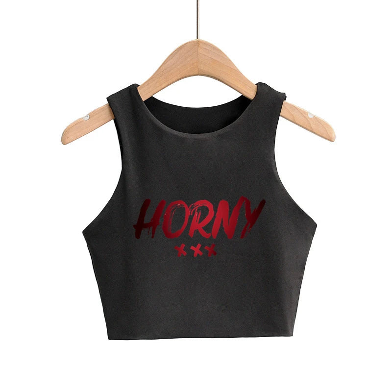 NEW Arrivals *HORNY XXX*Women Summer Fashion Sexy Slim Tops O-Neck Sleeveless Ladies High Quality Tank Top Outdoor Running Hiking Fitness Streetwear Girls Summer Beach Bar Tank Tops