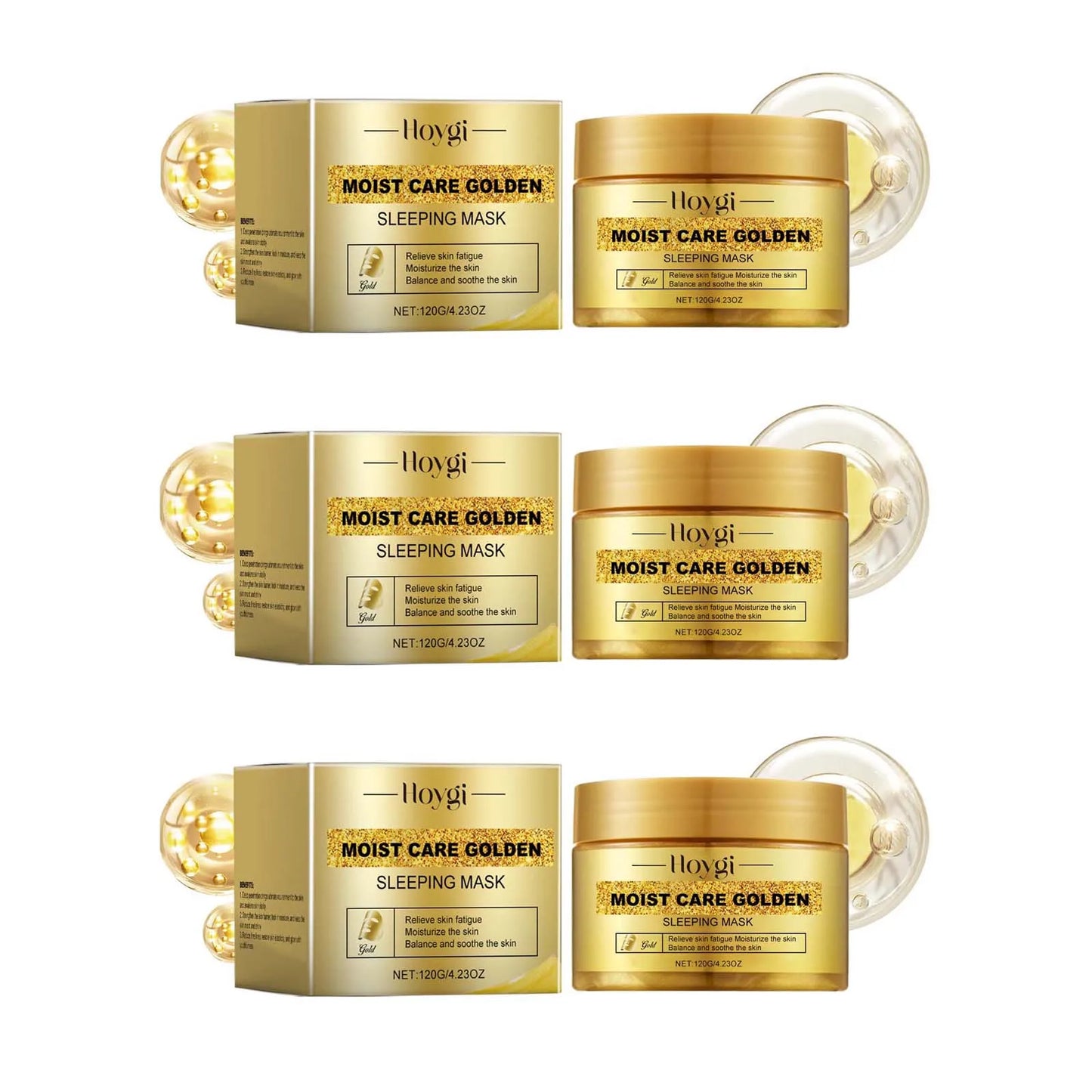 NEW Arrivals 3PCS Set Korean 24K Gold Sleeping Masks Moisturizing Shrinkage Pore Lift Firm Fade Fine Lines Niacinamide Brightening Facial Skin Facial Masks
