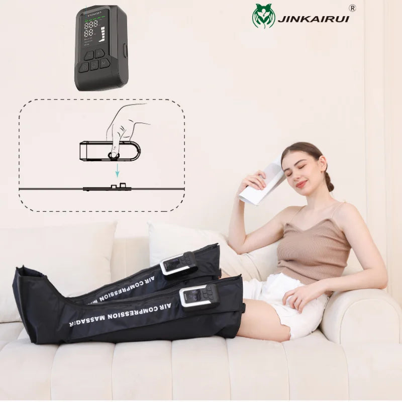 Wireless Air Compression Pressure Leg Thigh Massage Machine Wraps for Pneumatic Foot Calf Muscles Massager with Zipper