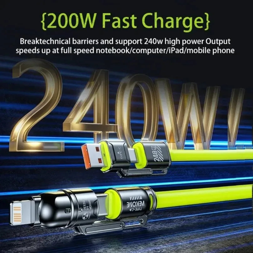 NEW Arrivals 4-in-1 Set Cable 240W Super Fast Charging Data Transfer for iPhone 16 15 14 13 12 Pro iPad Notebook Tablet Mobile Cell Phone Samsung Laptop Mobile Phones Accessories
