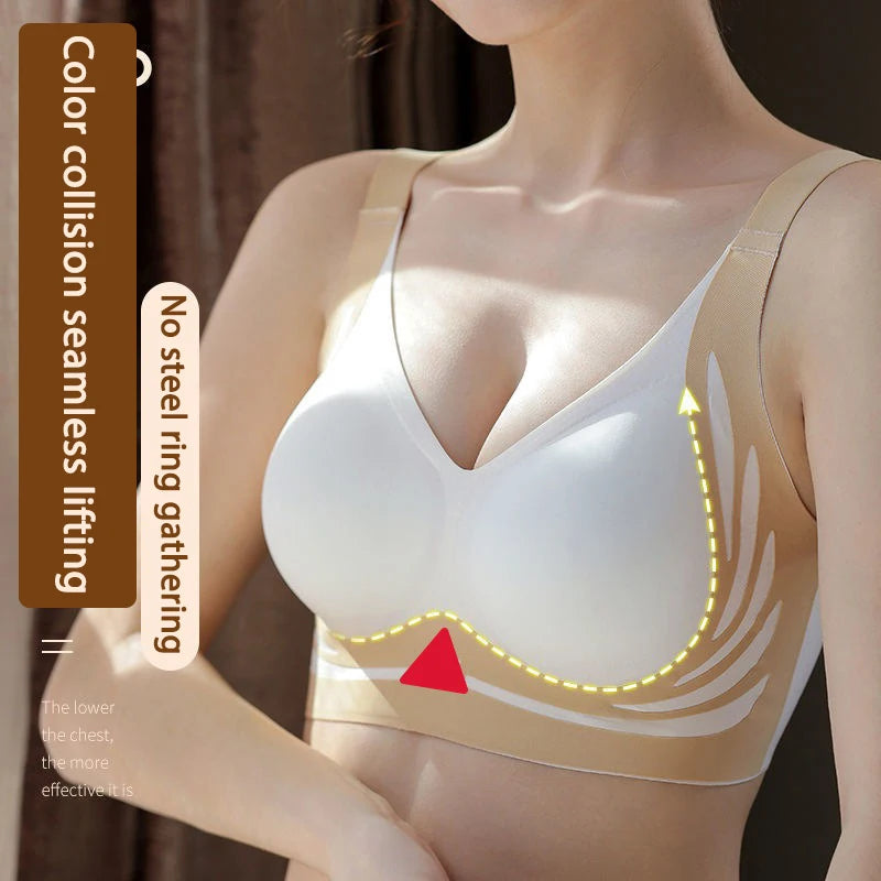 NEW Arrivals M-2XL 4 Colors Super Gather Wireless Push-Up Bra Women Gathered Up Soft Support Adjustable Underwear Anti-Sagging Seamless Lift-Up Bra Ladies Luxury Underwear