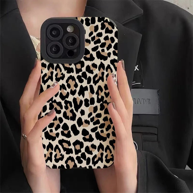 Leopard Cow Silicone Leather Case For iPhone 15 14 13 Pro Max 11 12 Mini SE 7 8 Plus X XR XS Soft Shockproof Cover