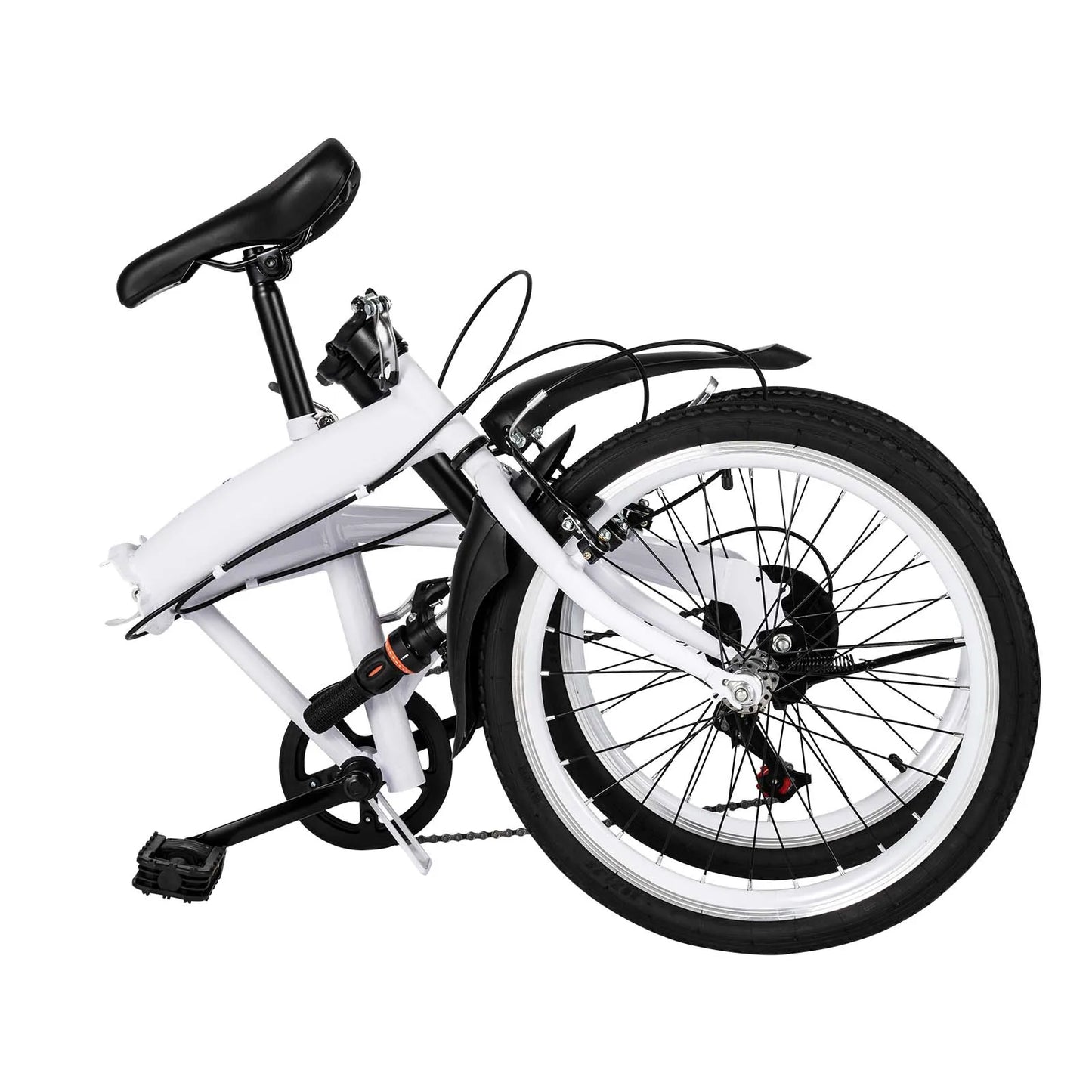 NEW Arrivals White Folding Bike Foldable City Bike for Adult 20" Commute Bicycle 6Speed Gears Multi-speed Transmission Anti-slip Armrest