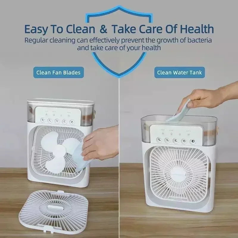 New Arrivals 3 In 1 Fan Air Conditioner Household Small Air Cooler LED Night Light Portable Humidifier Air Adjustment Fan Office Home Fan