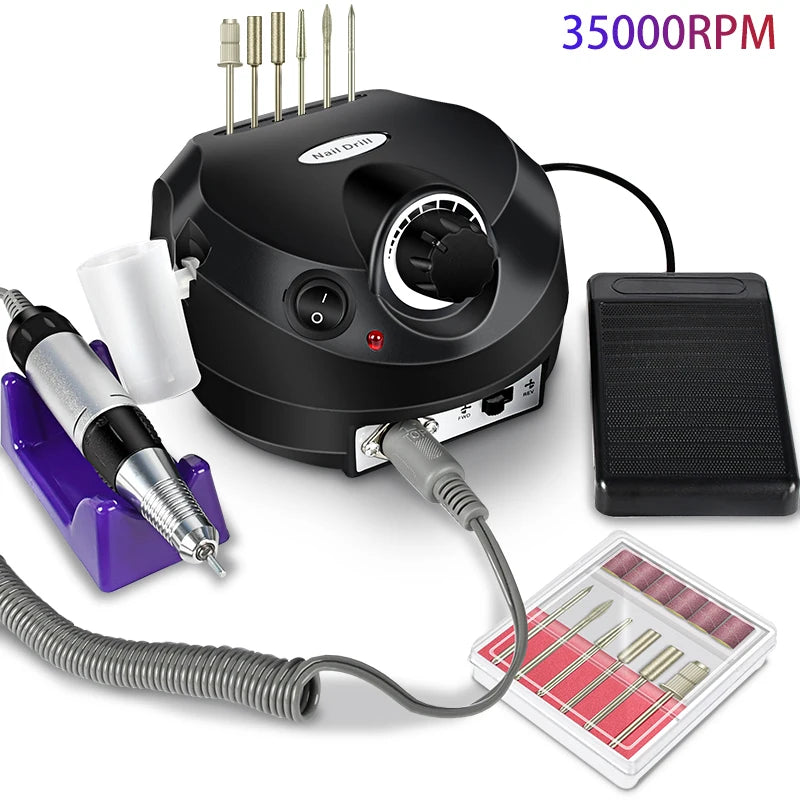 NEW Arrivals EU/US Electric Nail Drill Machine Manicure Pedicure Devices Professional Nail Lathe Low Noise Cutters Nail File Kit Nail Care Tools Set Cosmetic Supplies