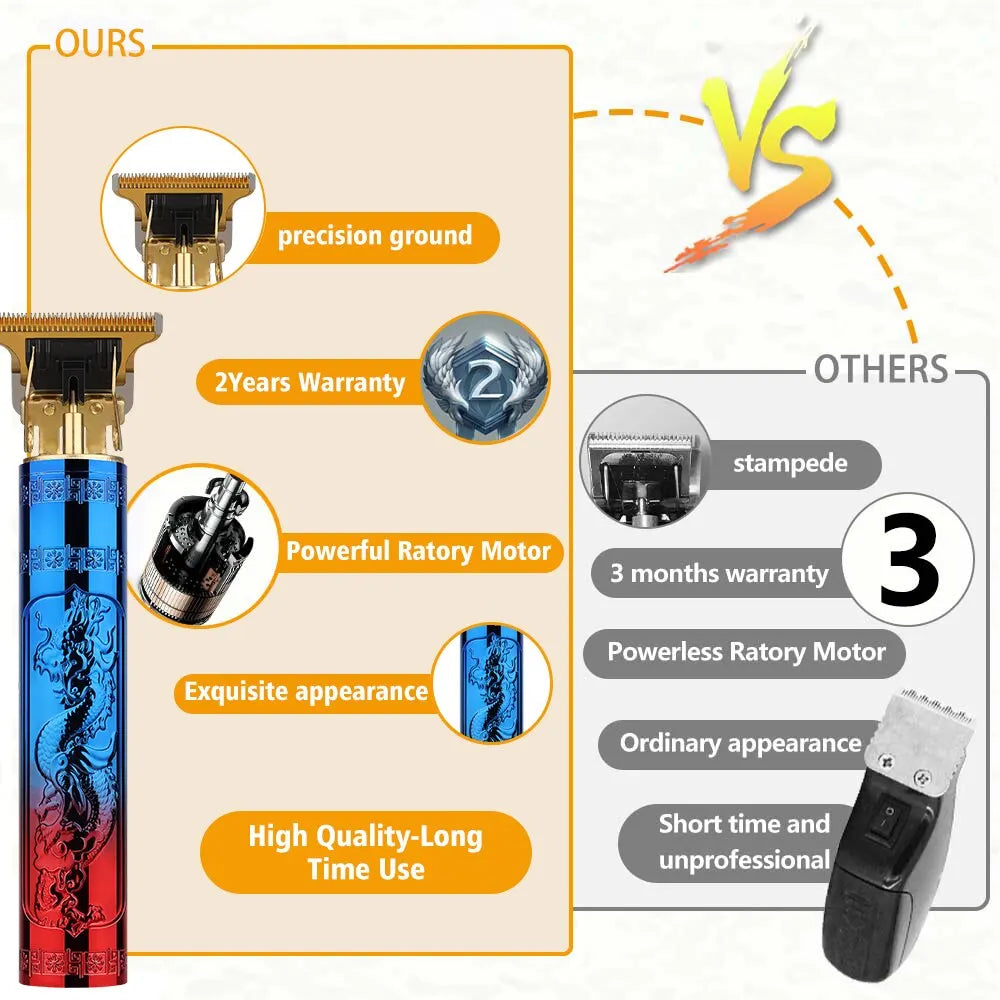 Vintage T9 Professional Hair Cutting Machine Hair Clippers Electric Hair Timmer Rechargeable Shaver Beard Trimmer for Men 6Combs