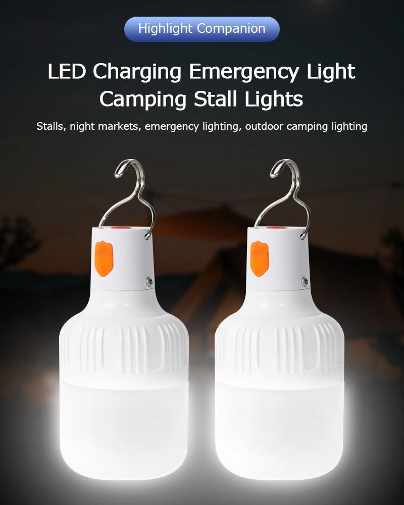 NEW Arrivals 2-8PCS Set Rechargeable LED Indoor Outdoor Emergency Hookup Portable Lights with Battery Flashing Lights Barbecue Tent Camping Lights