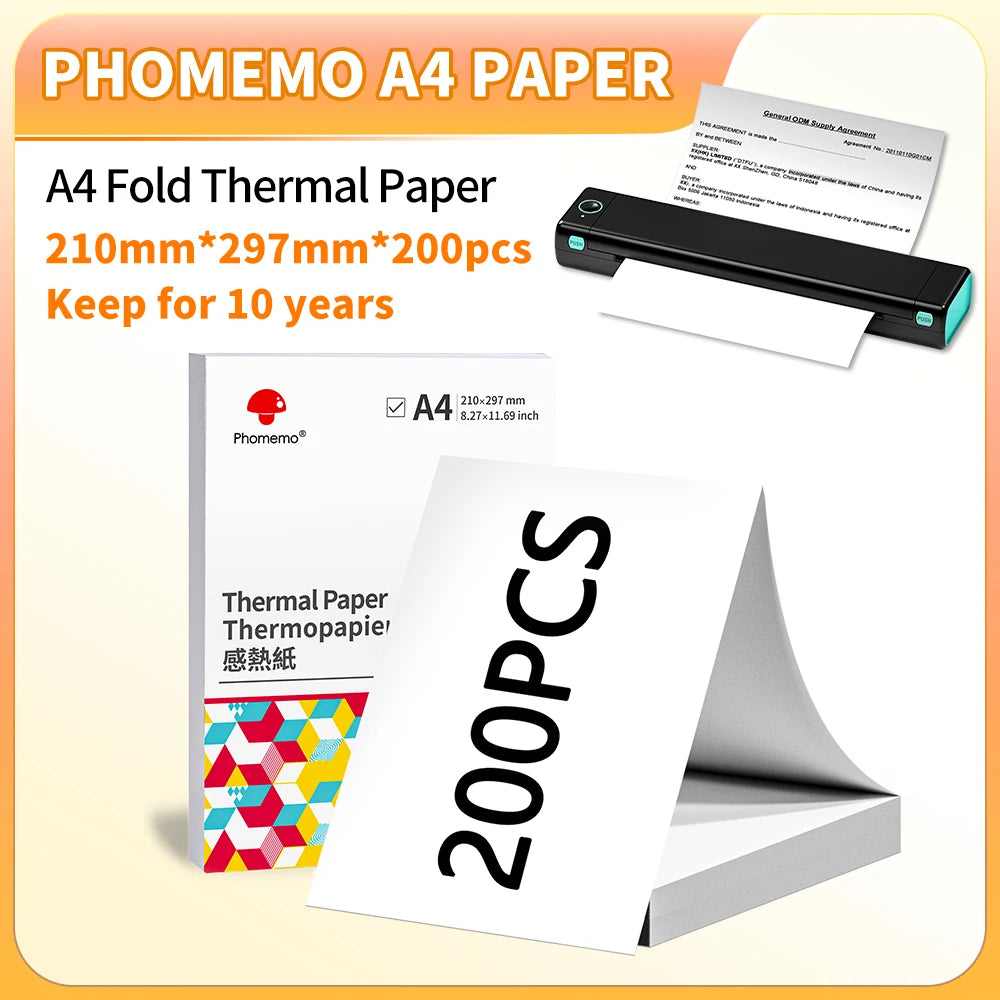 NEW Arrivals 100-200PCS Set Original PHOMEMO Thermal Printer Paper 8.5 x 11 Inch, Advanced Thermal Printing, Thermal Paper Compatible with M08F-Letter, M832, M834 Tattoo Photos